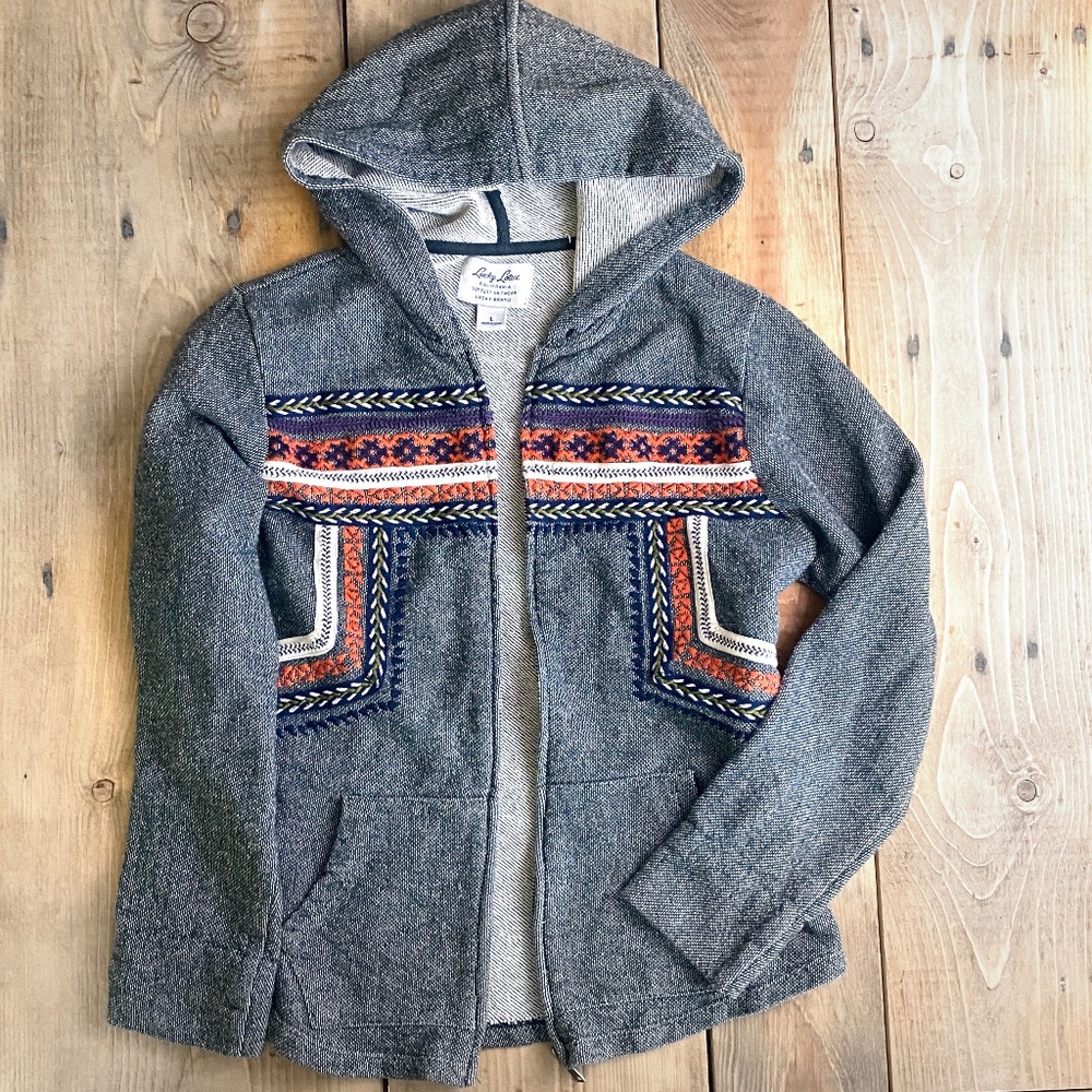 Lucky Lotus Zippered Hoodie Embroidered Nordic Design